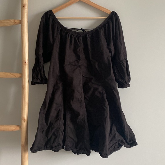 Anthropologie black flowy mini dress Sz small - Picture 2 of 8